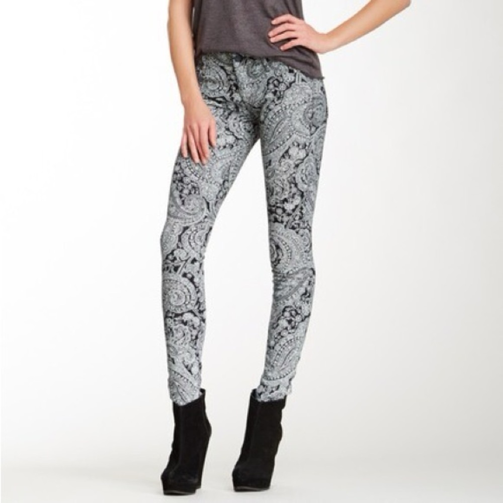 MOTHER The Looker Skinny Jeans - Dark Denim and White Paisley